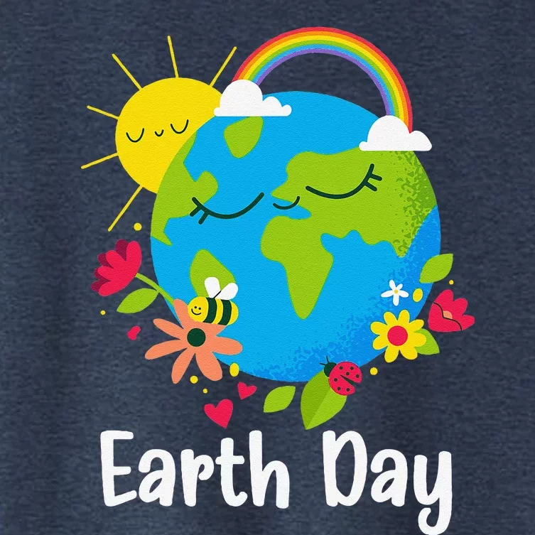 Happy Earth Day 2024 Rainbow Earth Lover Teachers Women's Crop Top Tee