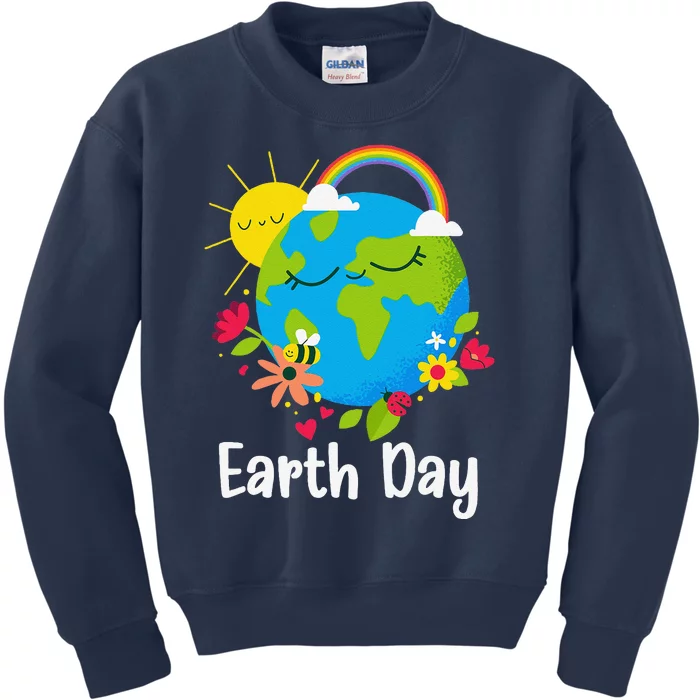 Happy Earth Day 2024 Rainbow Earth Lover Teachers Kids Sweatshirt