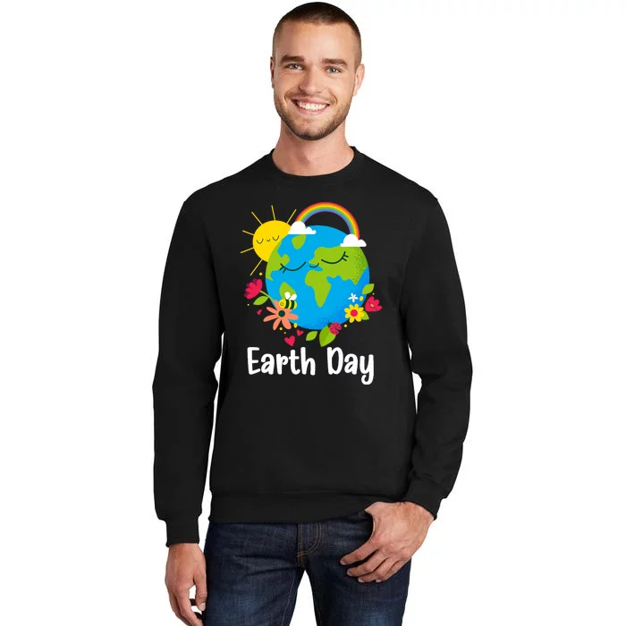 Happy Earth Day 2024 Rainbow Earth Lover Teachers Tall Sweatshirt