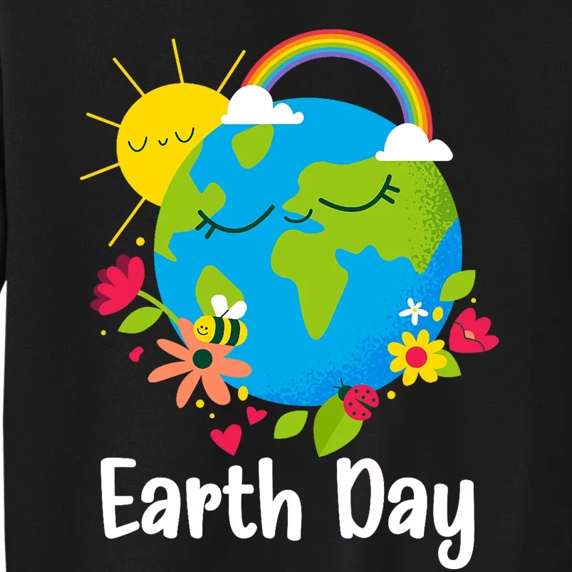 Happy Earth Day 2024 Rainbow Earth Lover Teachers Tall Sweatshirt