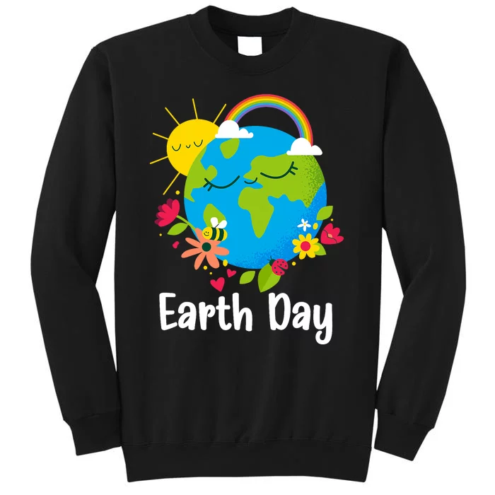 Happy Earth Day 2024 Rainbow Earth Lover Teachers Tall Sweatshirt