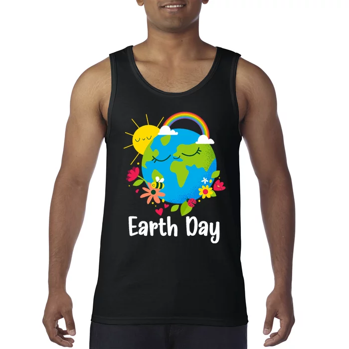 Happy Earth Day 2024 Rainbow Earth Lover Teachers Tank Top