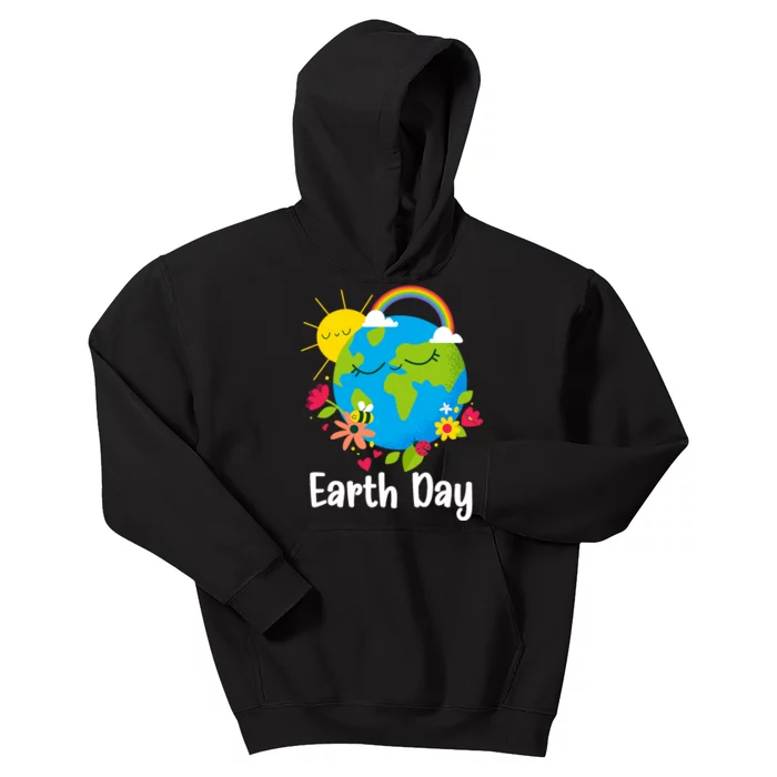 Happy Earth Day 2024 Rainbow Earth Lover Teachers Kids Hoodie