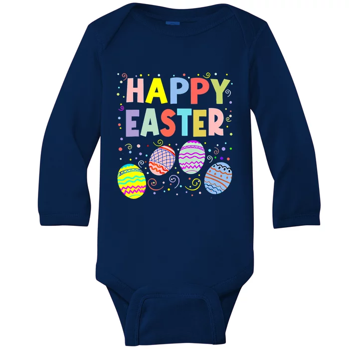 Happy Easter Day Bunny Egg Hunting Spring Christian Holiday Gift Baby Long Sleeve Bodysuit