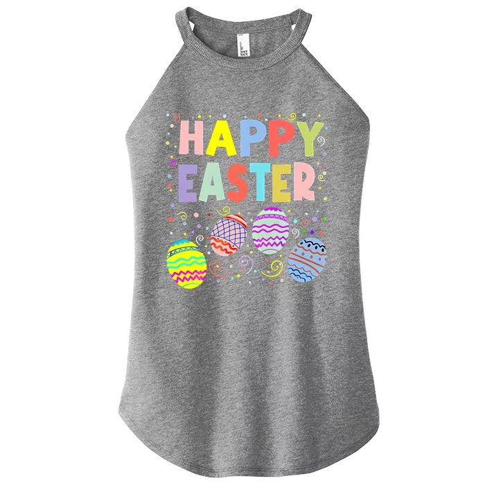 Happy Easter Day Bunny Egg Hunting Spring Christian Holiday Gift Women’s Perfect Tri Rocker Tank