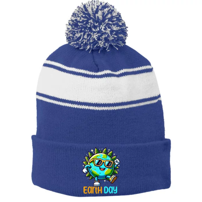 Happy Earth Day 2024 Earth Day Stripe Pom Pom Beanie