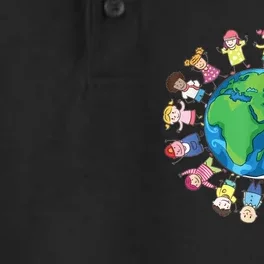 Happy Earth Day Children Around The World Dry Zone Grid Performance Polo