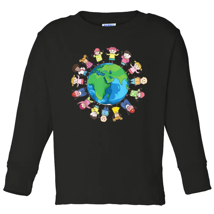 Happy Earth Day Children Around The World Toddler Long Sleeve Shirt