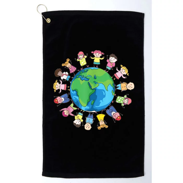 Happy Earth Day Children Around The World Platinum Collection Golf Towel