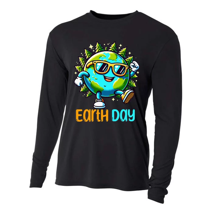 Happy Earth Day 2024 Funny Earth Day Cooling Performance Long Sleeve Crew