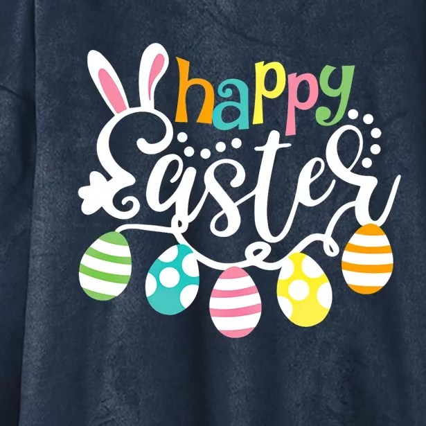 Happy Easter Day Easter Bunny Eggs Funny Gift Hooded Wearable Blanket