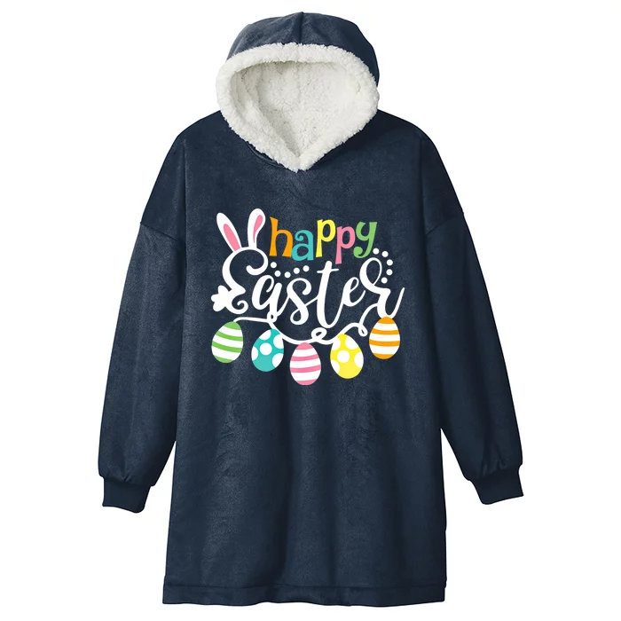 Happy Easter Day Easter Bunny Eggs Funny Gift Hooded Wearable Blanket