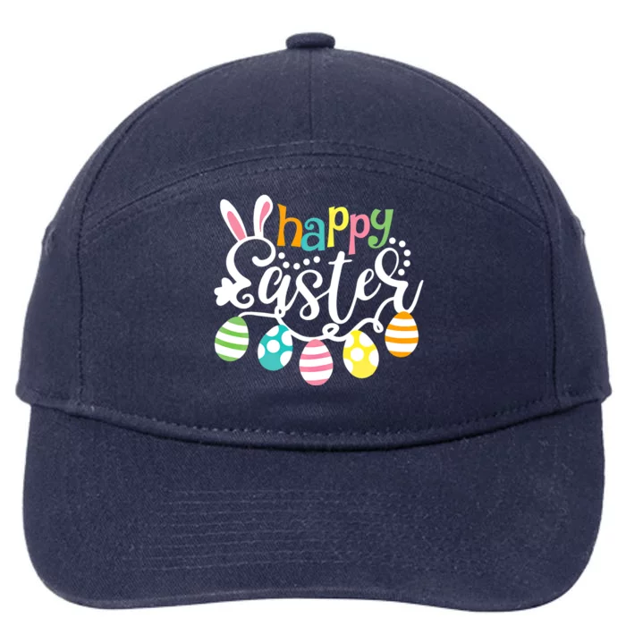 Happy Easter Day Easter Bunny Eggs Funny Gift 7-Panel Snapback Hat