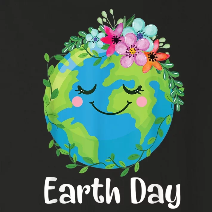 Happy Earth Day Cute Earth With Floral Earth Day Toddler Long Sleeve Shirt