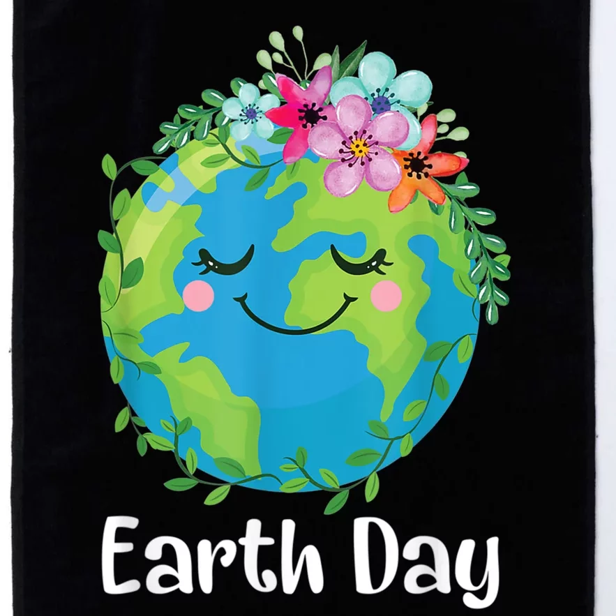 Happy Earth Day Cute Earth With Floral Earth Day Platinum Collection Golf Towel