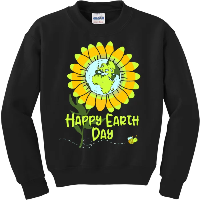 Happy Earth Day Every Day Sunflower Teachers Earth Day Kids Sweatshirt