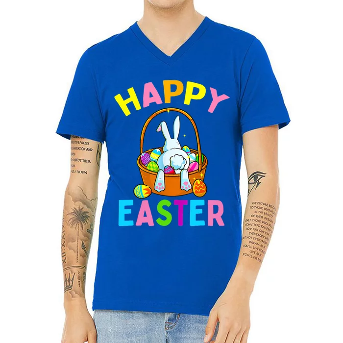 Happy Easter Day Bunny Hunting Chocolate Eggs Egg Hunt Funny Gift Funny Gift V-Neck T-Shirt