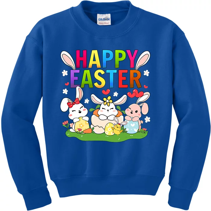 Happy Easter Day Funny Bunny Easter Eggs Easter Gift Kids Sweatshirt