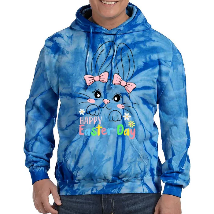 Happy Easter Day Cute Bunny Face Rabbit Bow Tie Meaningful Gift Tie Dye Hoodie