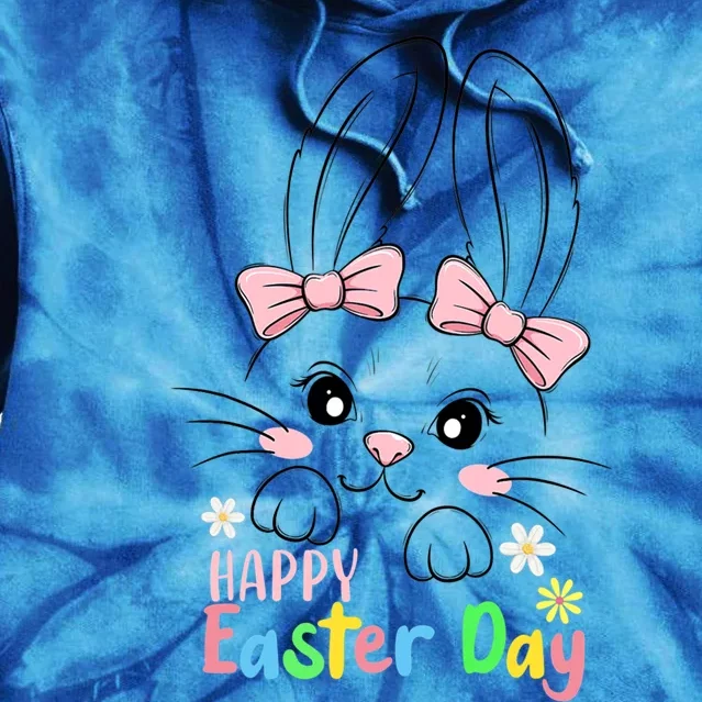 Happy Easter Day Cute Bunny Face Rabbit Bow Tie Meaningful Gift Tie Dye Hoodie