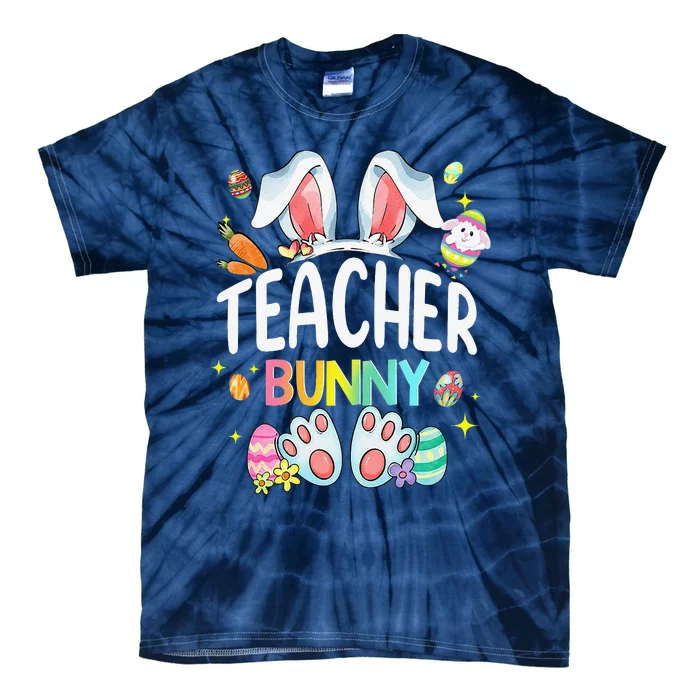 Happy Easter Day Women Teacher Bunny Tie-Dye T-Shirt