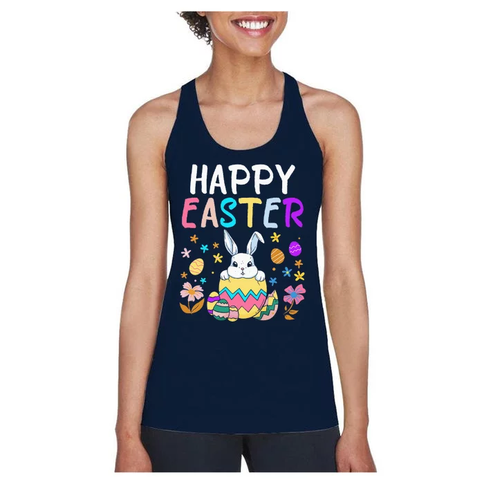 Happy Easter Day Rabbit Bunny Egg Hunting Women's Racerback Tank