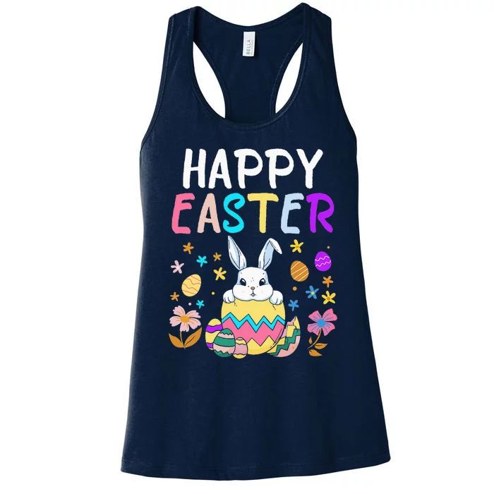 Happy Easter Day Rabbit Bunny Egg Hunting Women's Racerback Tank