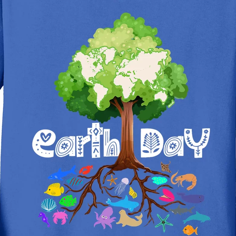 Happy Earth Day Adult Nature Animals Gift Kids Long Sleeve Shirt