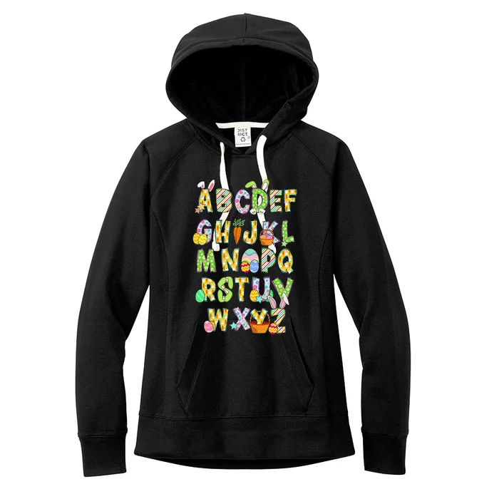 Happy Easter Day Alphabet Abcs Elemeno For Teacher Student Women's Fleece Hoodie