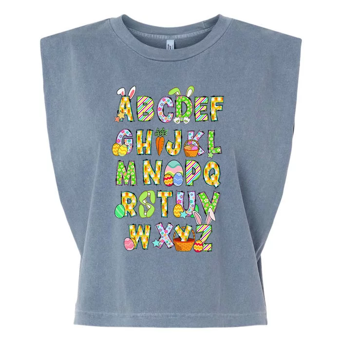 Happy Easter Day Alphabet Abcs Elemeno For Teacher Student Garment-Dyed Women's Muscle Tee