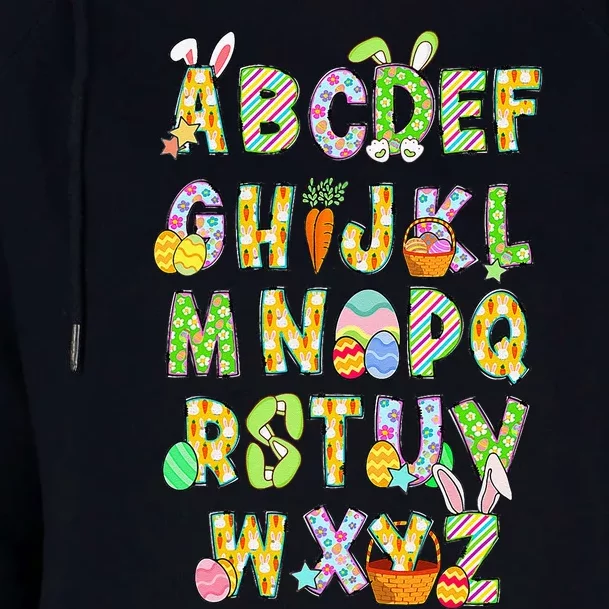 Happy Easter Day Alphabet Abcs Elemeno For Teacher Student Womens Funnel Neck Pullover Hood