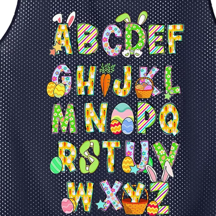 Happy Easter Day Alphabet Abcs Elemeno For Teacher Student Mesh Reversible Basketball Jersey Tank