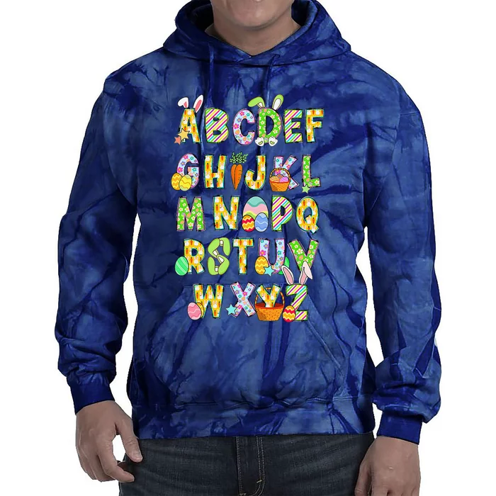 Happy Easter Day Alphabet Abcs Elemeno For Teacher Student Tie Dye Hoodie