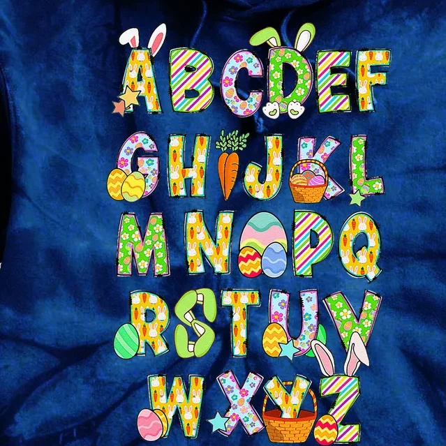 Happy Easter Day Alphabet Abcs Elemeno For Teacher Student Tie Dye Hoodie