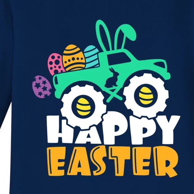 Happy Easter Day For Monster Truck Lover Eggs Easter Gift Baby Long Sleeve Bodysuit