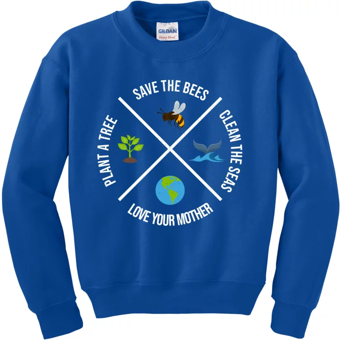 Happy Earth Day Plant Trees Clean Seas Save Bees Fun Science Great Gift Kids Sweatshirt