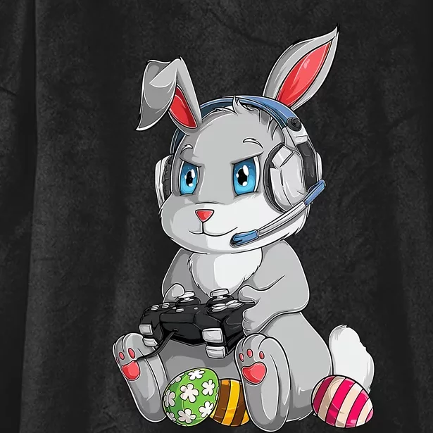 Happy Easter Day Bunny Egg Funny Gamer Hooded Wearable Blanket