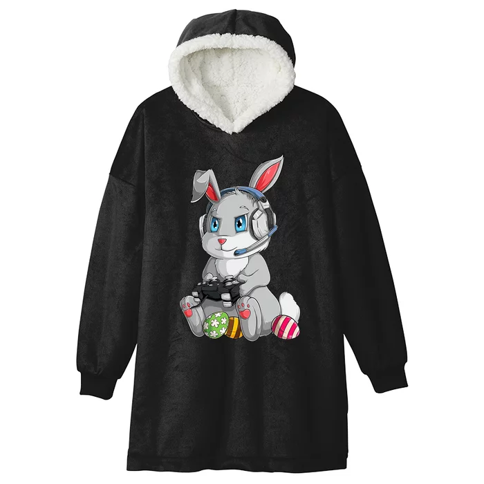 Happy Easter Day Bunny Egg Funny Gamer Hooded Wearable Blanket