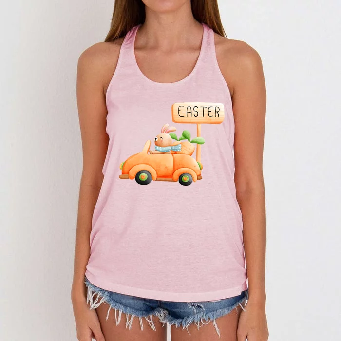 Happy Easter Day Funny April Easter Women's Knotted Racerback Tank