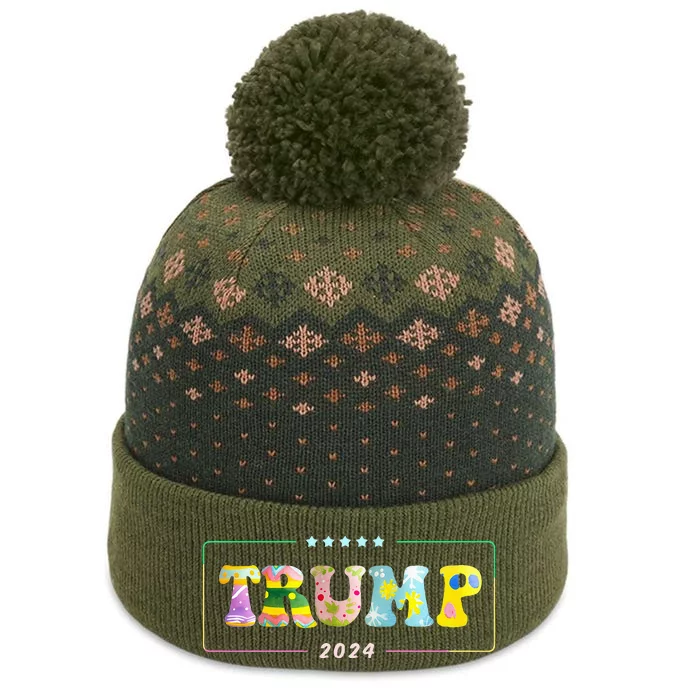 Happy Easter Day Trump 2024 With Easter Eggs The Baniff Cuffed Pom Beanie