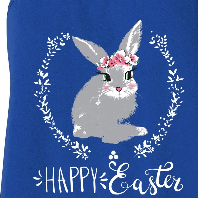 Happy Easter Day Funny Bunny Floral Great Gift Women's Racerback Tank