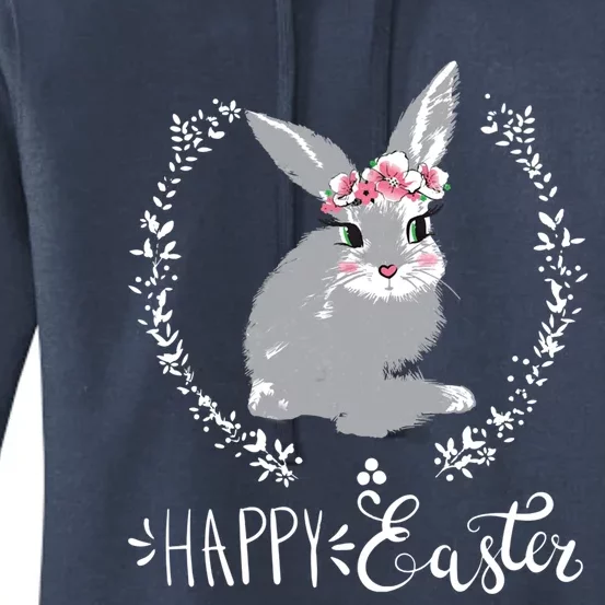 Happy Easter Day Funny Bunny Floral Great Gift Women's Pullover Hoodie