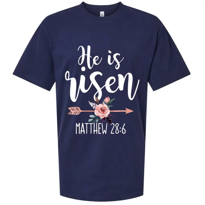 Happy Easter Day He Is Risen Floral Sueded Cloud Jersey T-Shirt