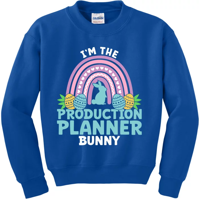 Happy Easter Day Im The Production Planner Bunny Cool Gift Kids Sweatshirt