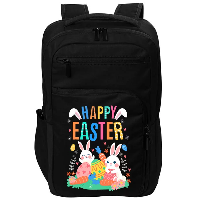 Happy Easter Day Funny Bunny With Eggs Easter Meaningful Gift Impact Tech Backpack