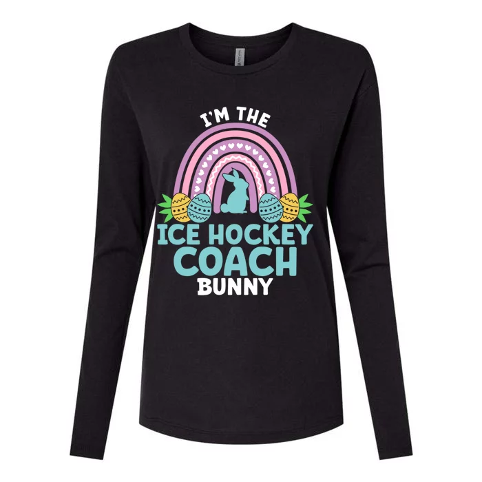 Happy Easter Day IM The Ice Hockey Coach Bunny Funny Gift Womens Cotton Relaxed Long Sleeve T-Shirt