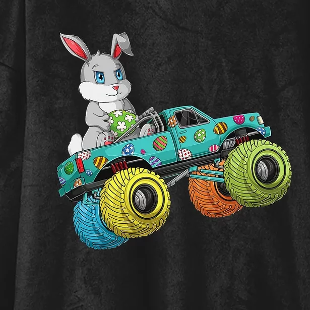 Happy Easter Day Bunny Egg riding Monster Truck Hooded Wearable Blanket