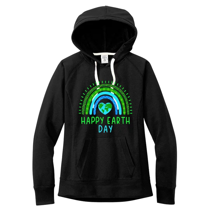 Happy Earth Day 2024 Cute Rainbow Earth Lover Gift Women's Fleece Hoodie