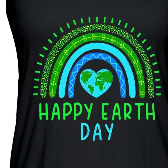 Happy Earth Day 2024 Cute Rainbow Earth Lover Gift Ladies Essential Flowy Tank