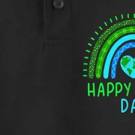 Happy Earth Day 2024 Cute Rainbow Earth Lover Gift Dry Zone Grid Performance Polo